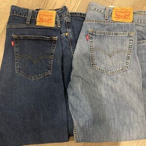 Levi's Men's Dark and Light Blue Relaxed Jeans